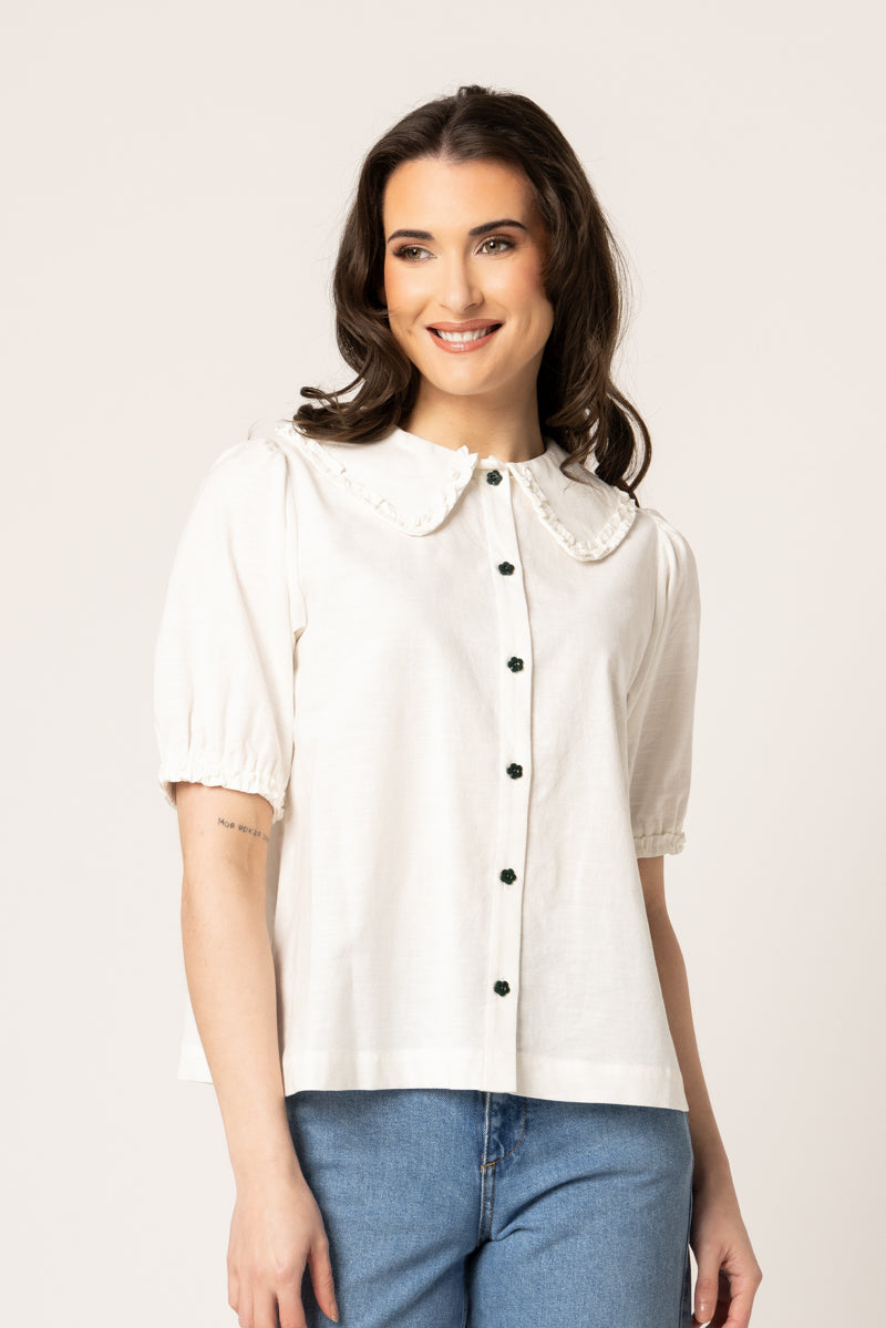 WHIMSICAL SHIRT | White Linen Blend