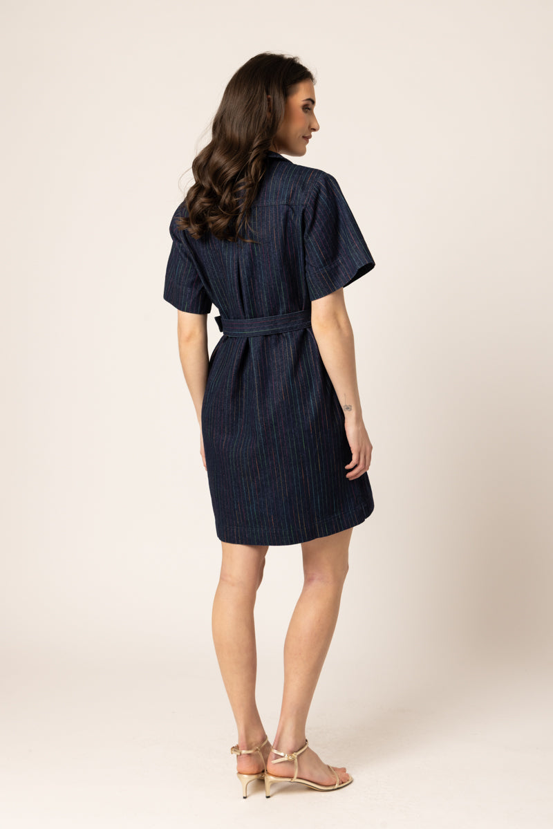 DENIM MINI DRESS | Colourful Stripe