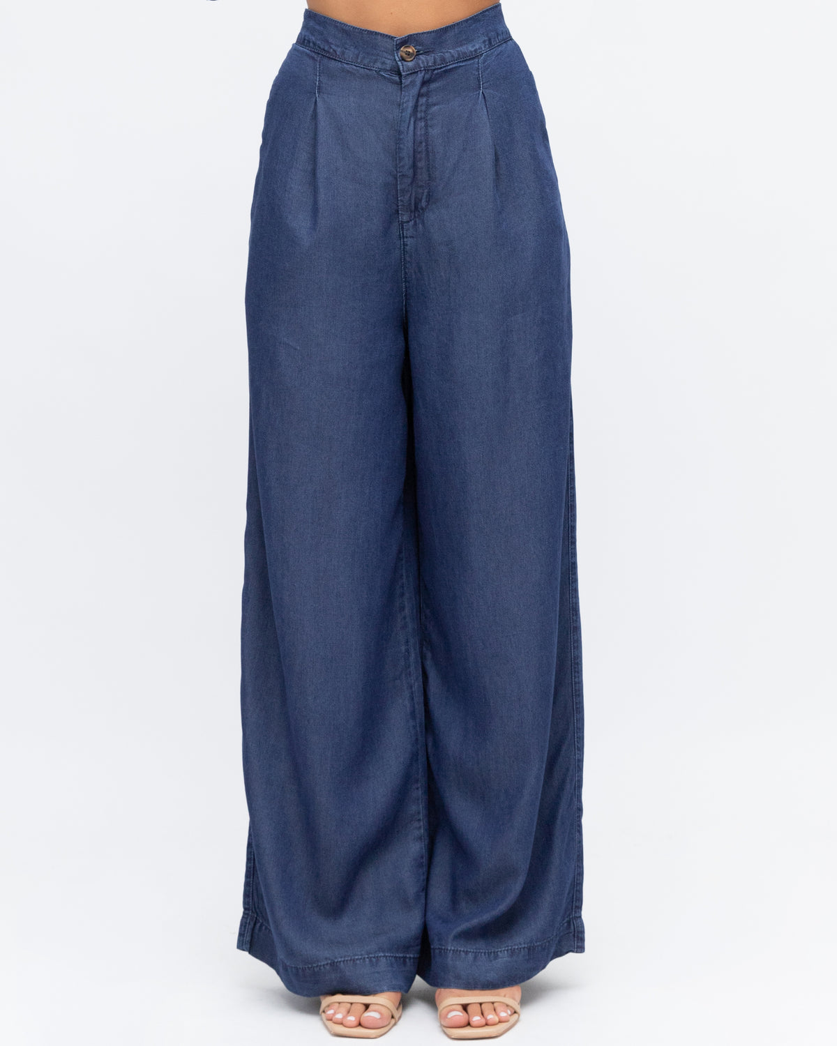 Wide Leg Denim Pants - Indigo