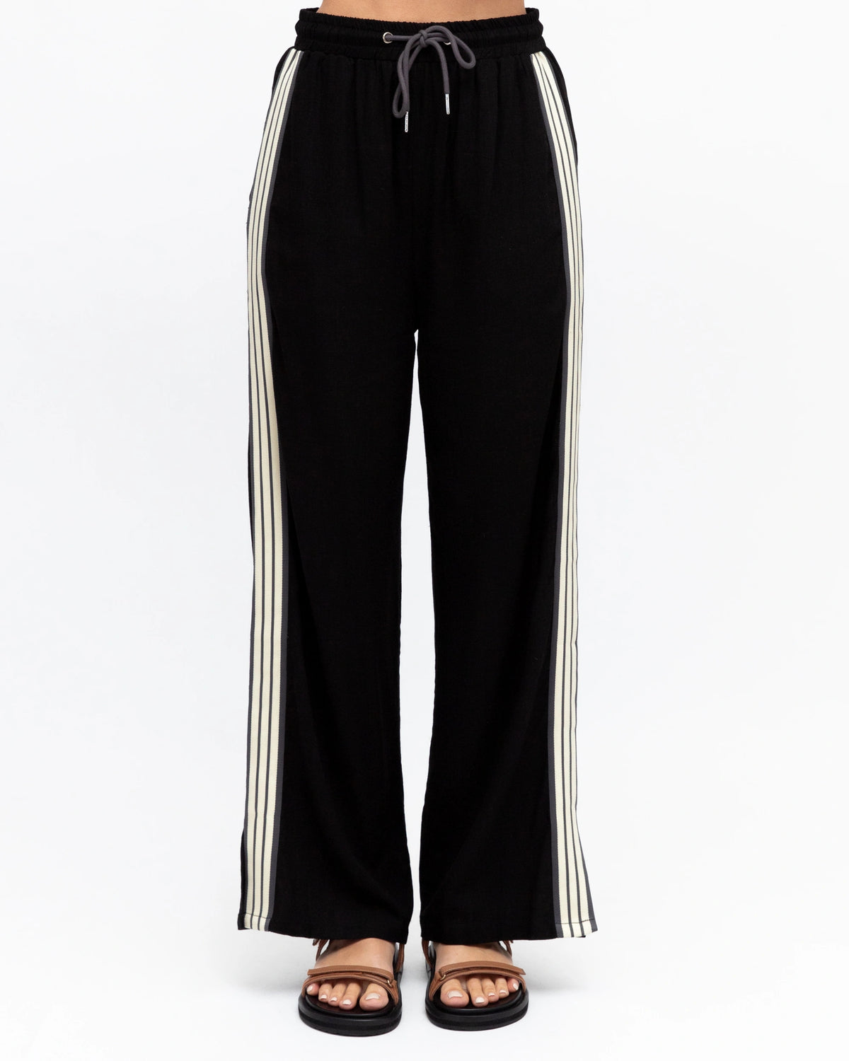 Effortless Linen Pant - Black Tri-Stripe