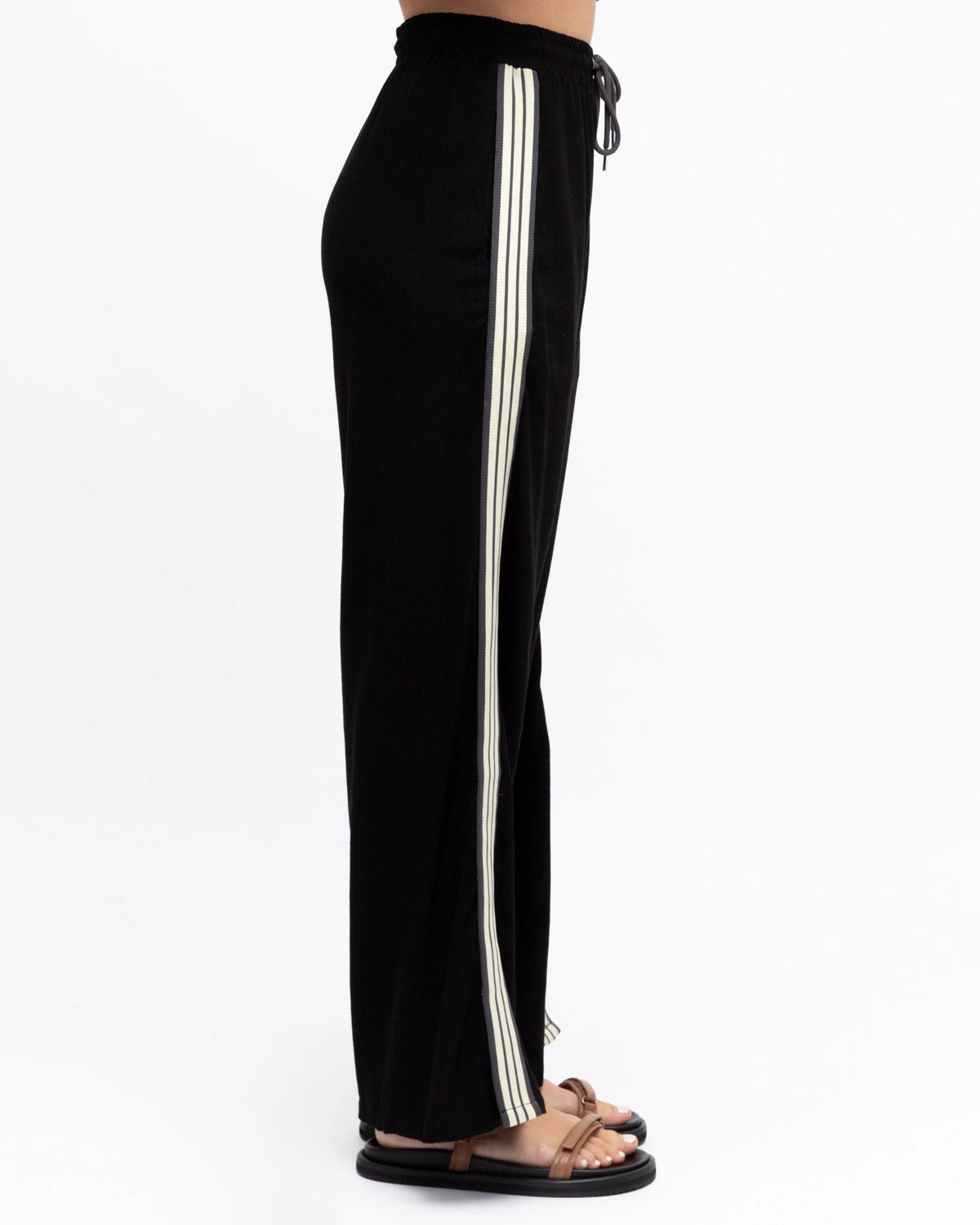 Effortless Linen Pant - Black Tri-Stripe