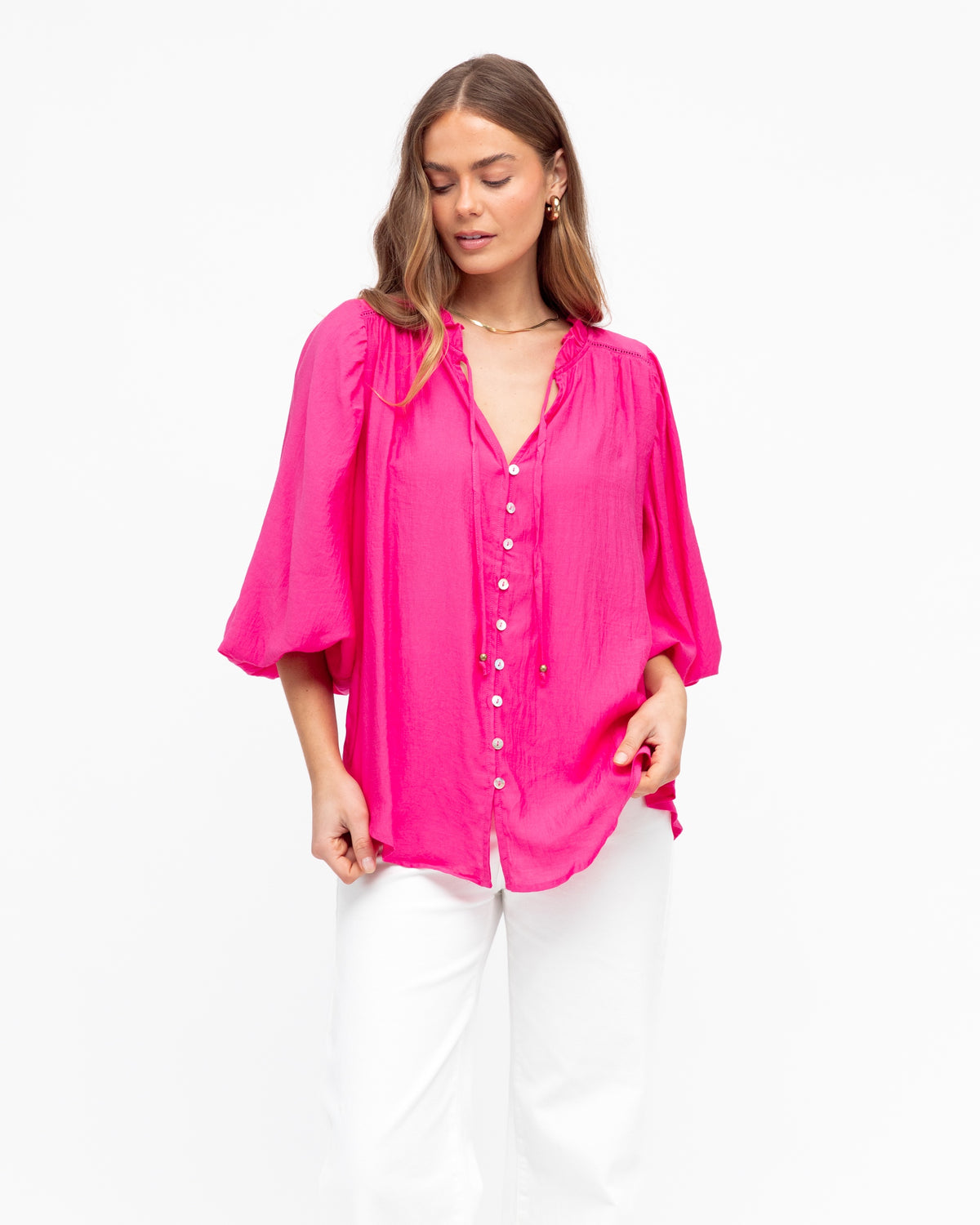 Flair Blouse - Hot Pink