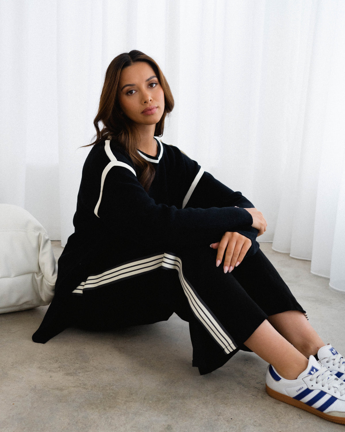 Effortless Linen Pant - Black Tri-Stripe