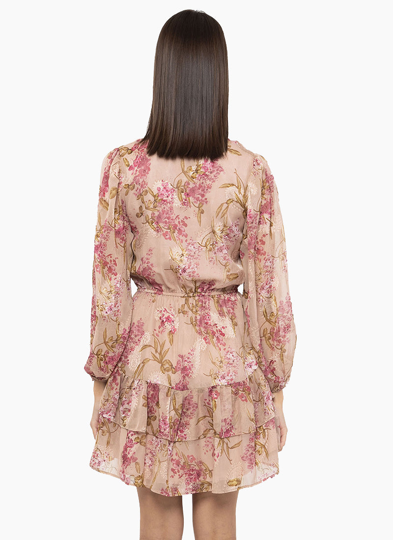 Viola Ruffle Dress LS - Hibiscus Bloom