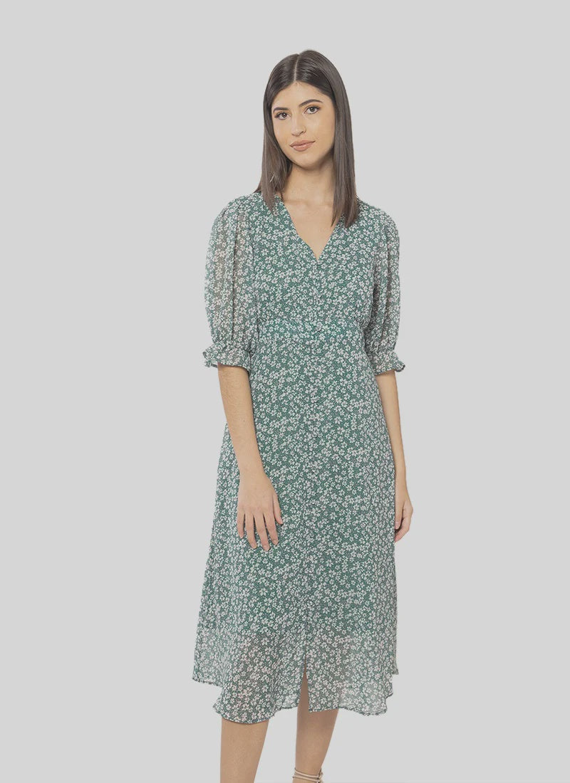 Sincere Midi Dress - Forest Floral