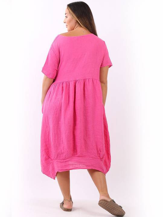 Mila Linen Dress | Fuchsia