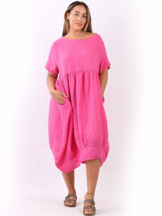 Mila Linen Dress | Fuchsia