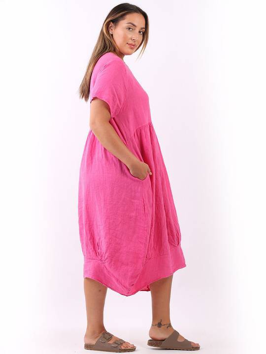Mila Linen Dress | Fuchsia