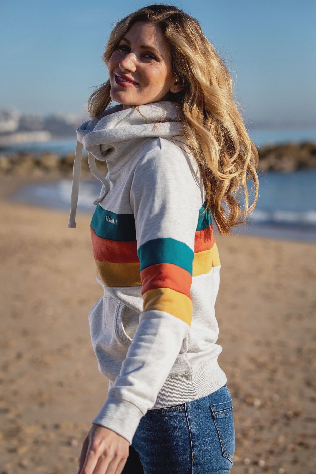 Stripe Elise Hoodie - Cream