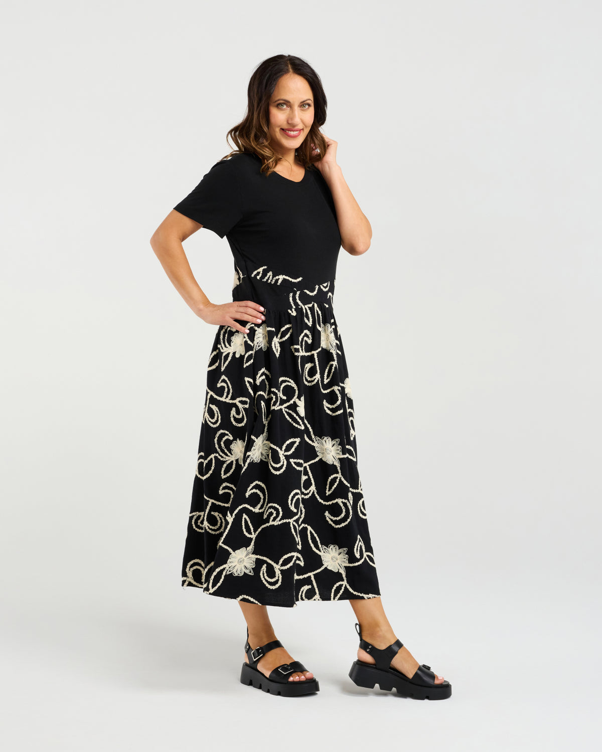 Delilah Dress - Black Folk Garden