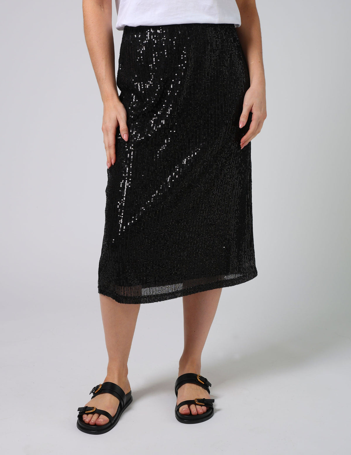 Crystal Skirt  Black Sequins