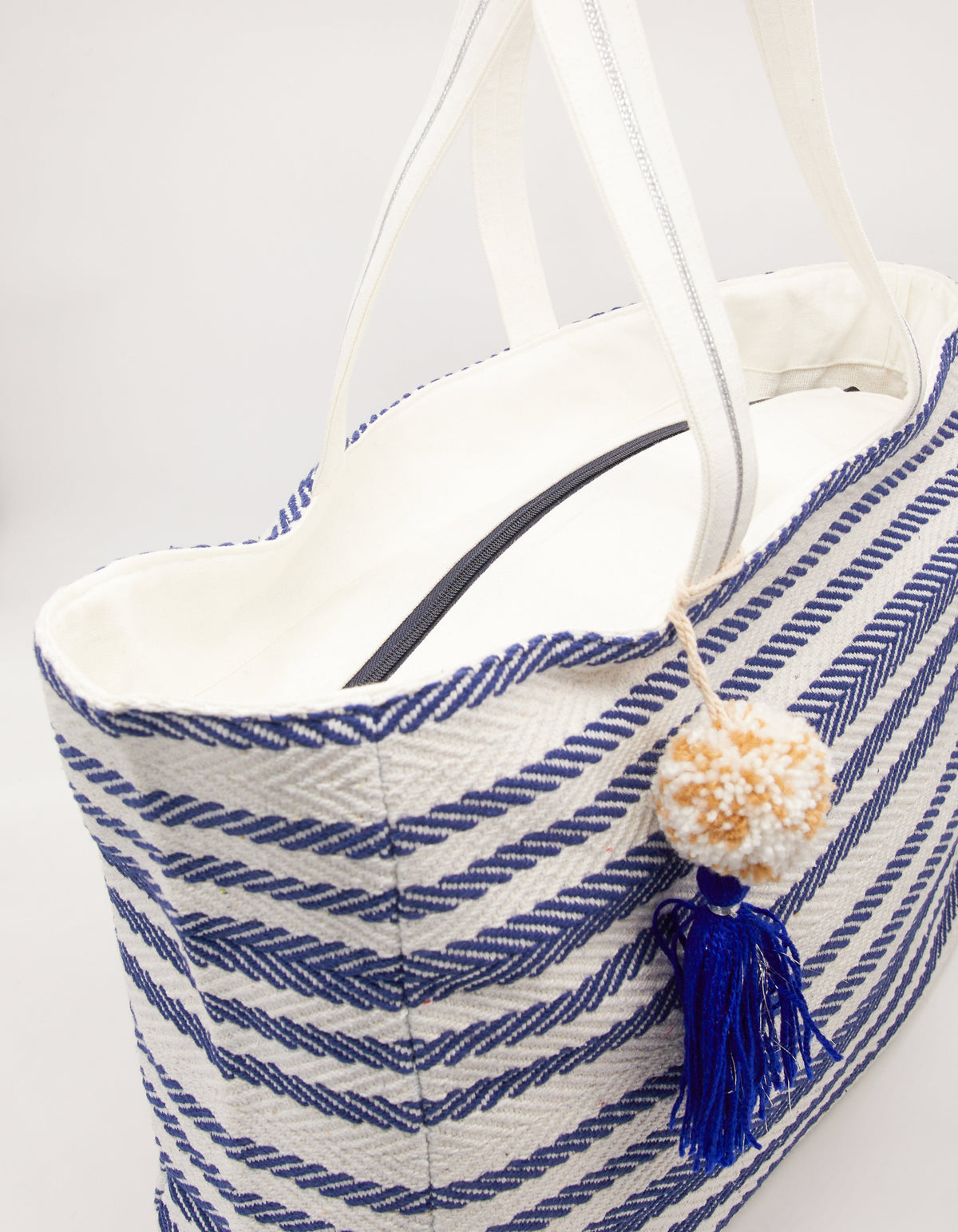 Shopper Tote Bag - Navy Herringbone