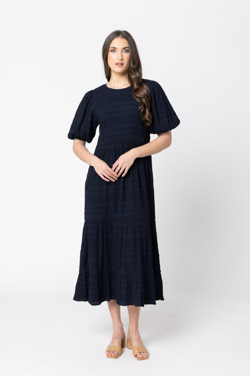 Carefree Smock Dress - Navy