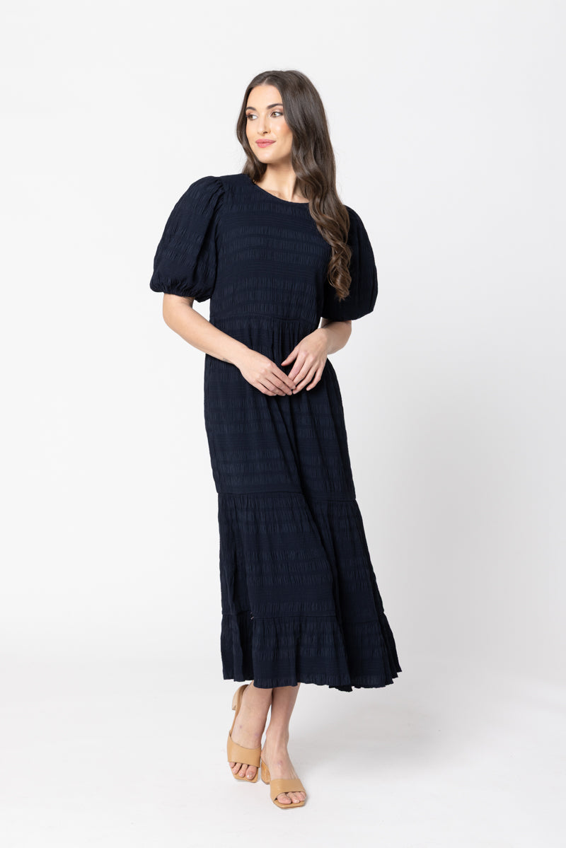 Carefree Smock Dress - Navy