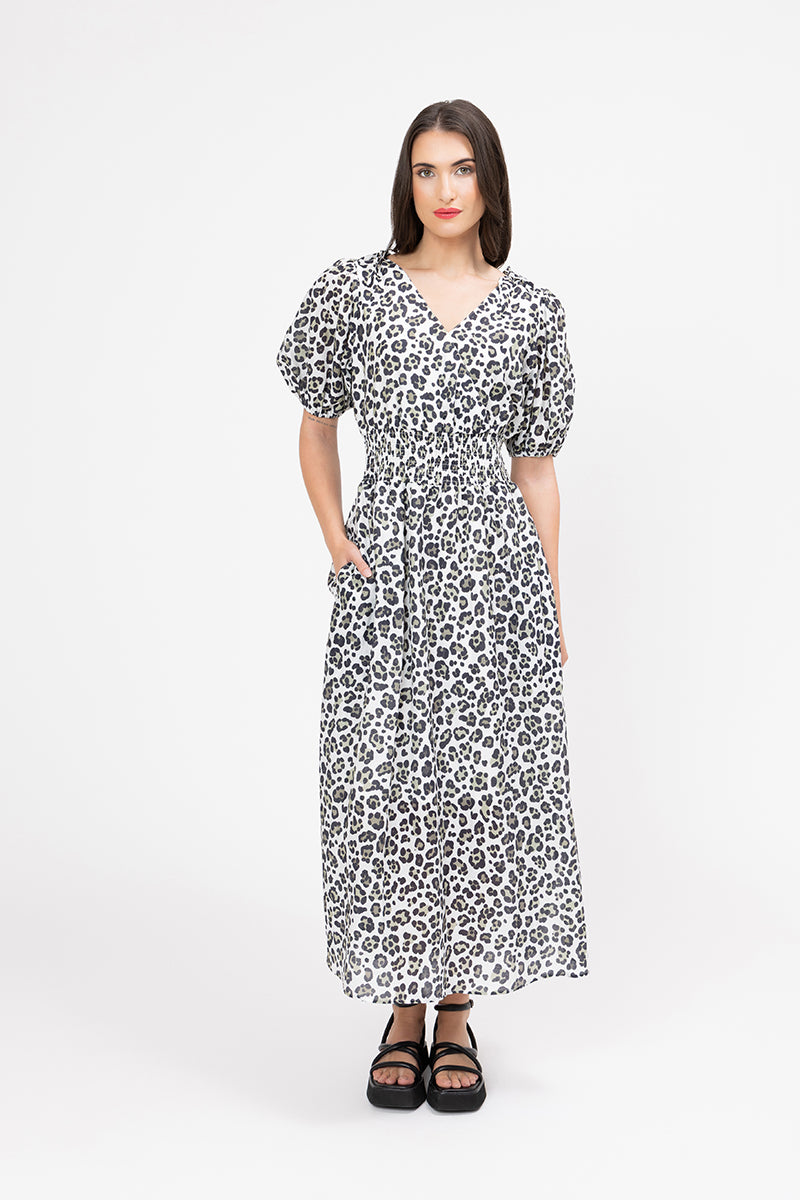 Skillful Midi Dress - Sage Leopard