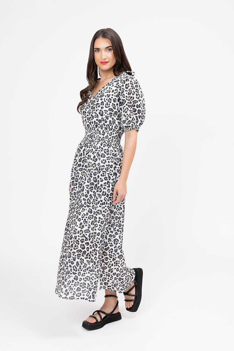 Skillful Midi Dress - Sage Leopard