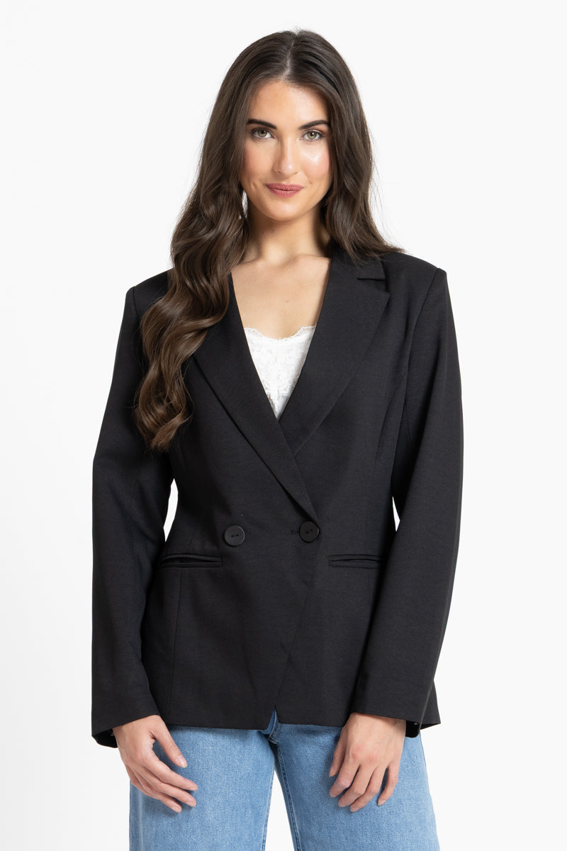 Jordanna Blazer  | Black with Black & White Spot