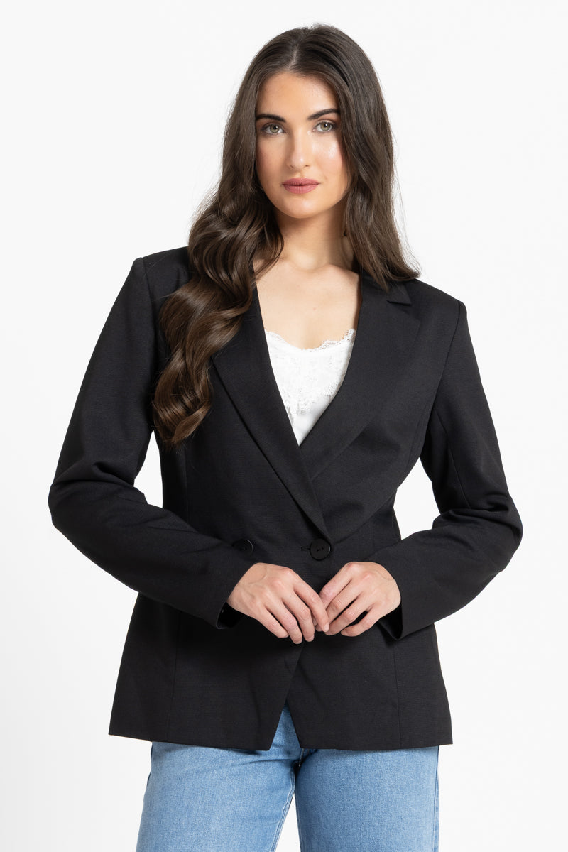 Jordanna Blazer  | Black with Black & White Spot