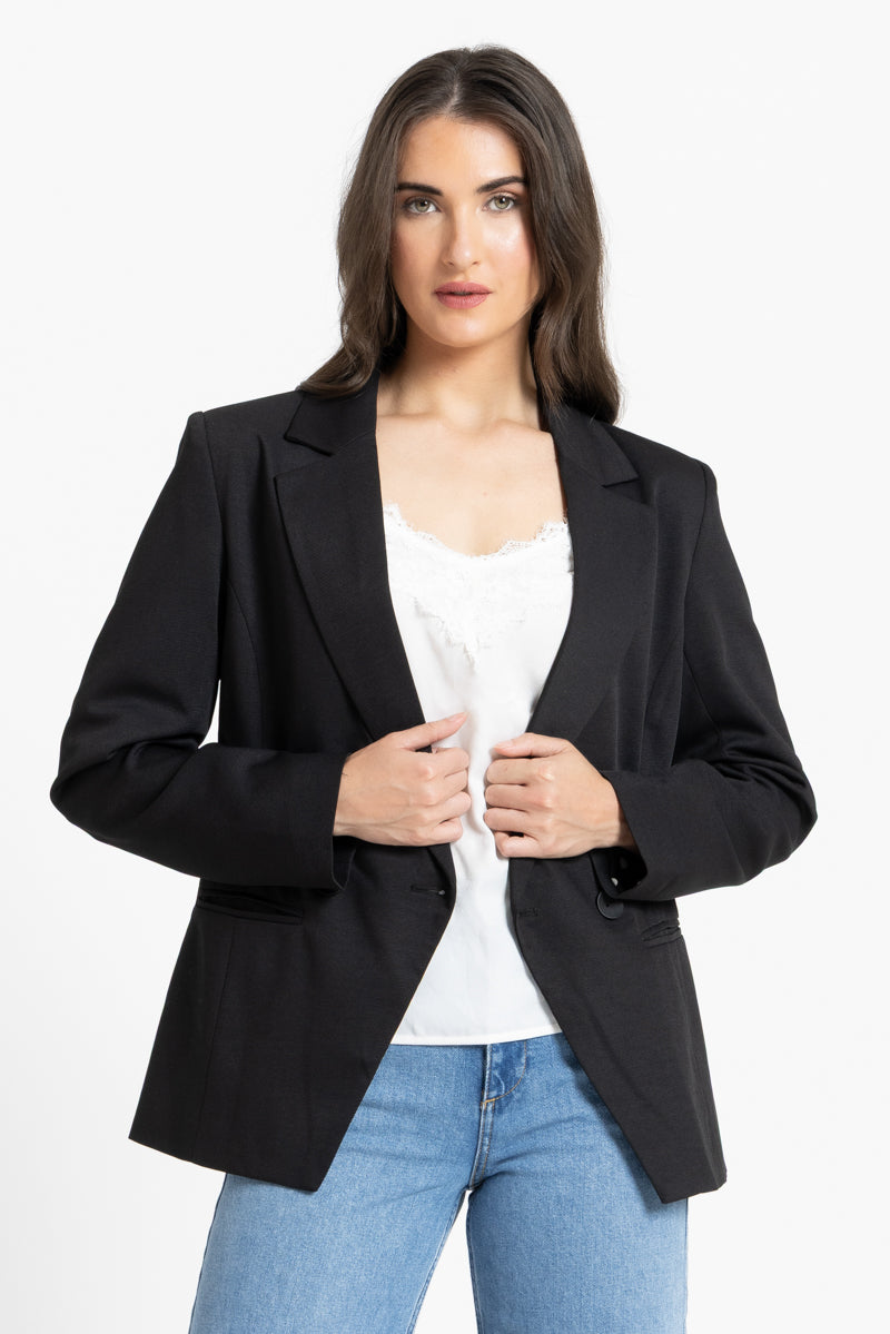 Jordanna Blazer  | Black with Black & White Spot