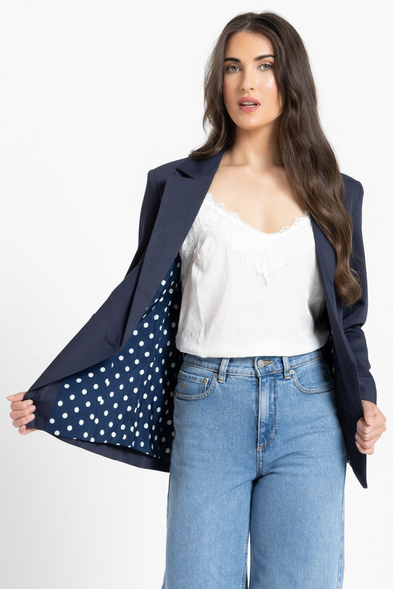 Jordanna Blazer  | Navy with Navy & White Spot