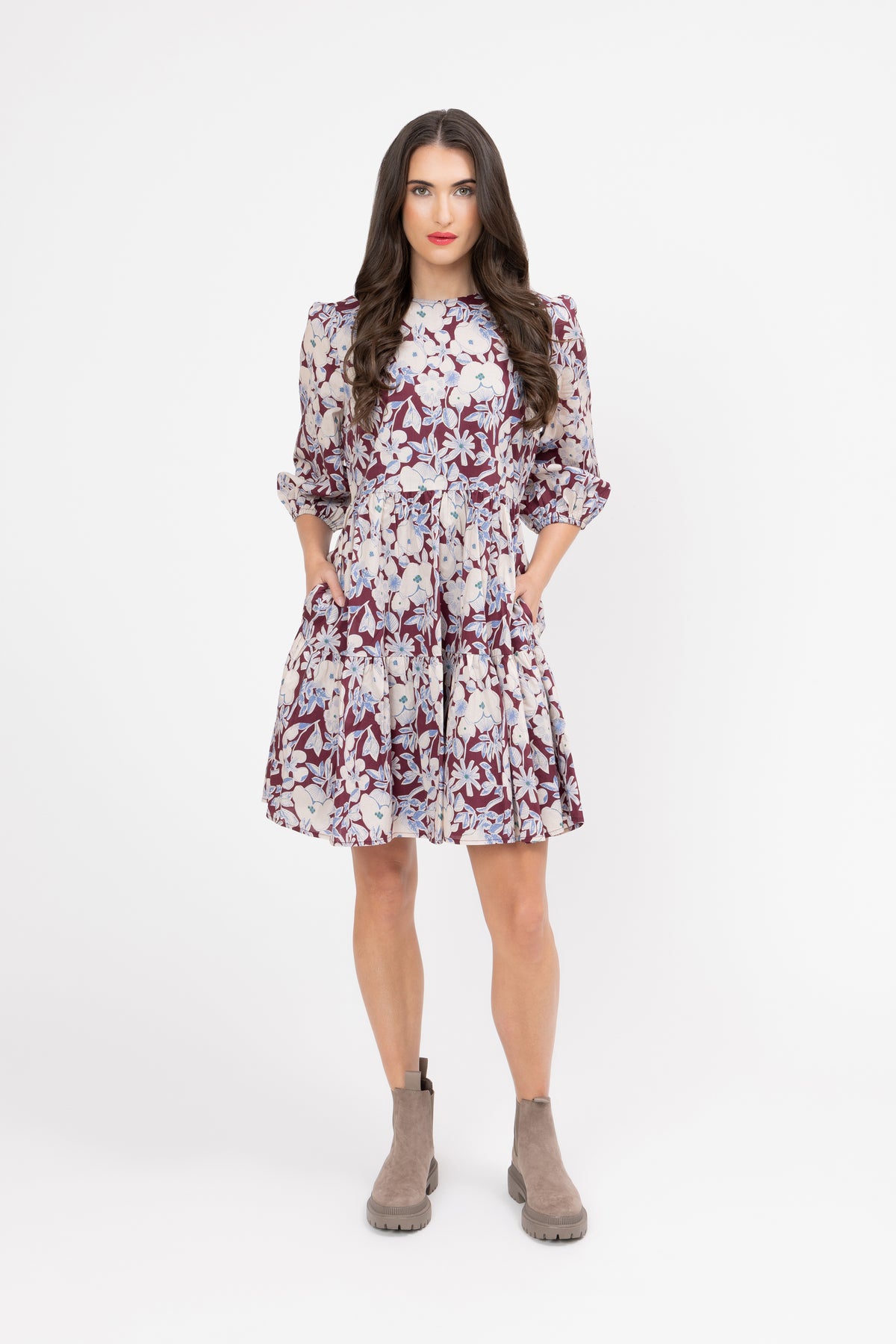 Freda Dress - Merlot Field