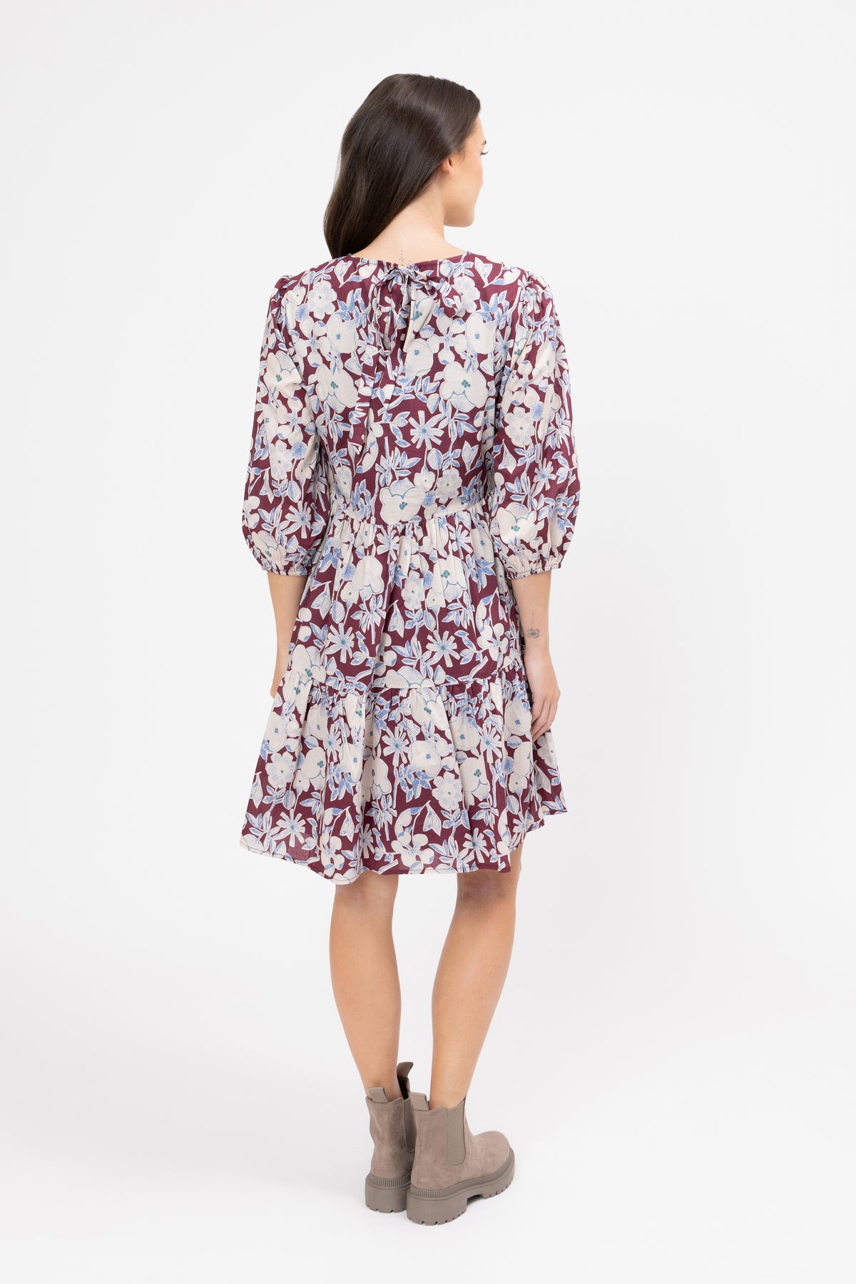 Freda Dress - Merlot Field