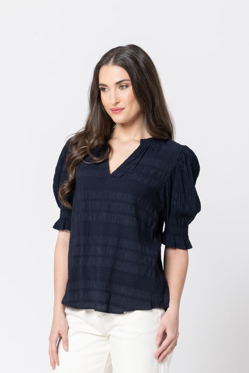 Carefree Butterfly Top - Navy
