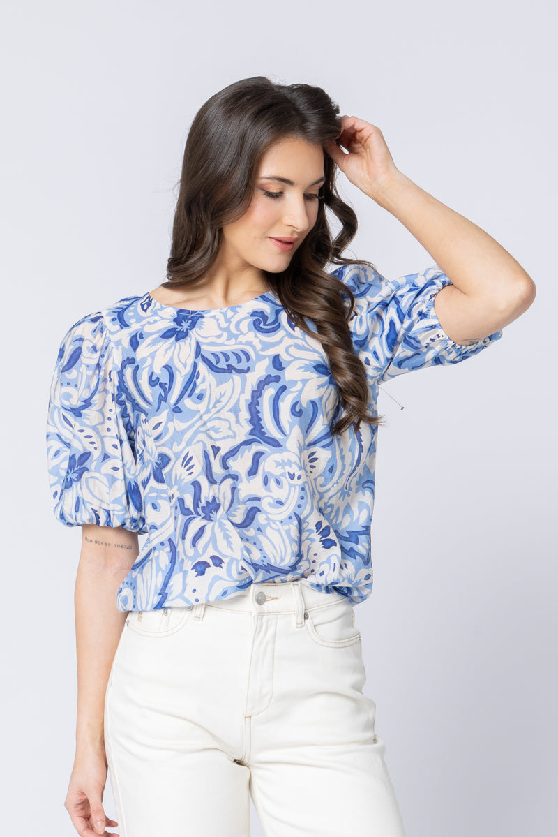 Relaxed Carefree Top - Blue Whisper