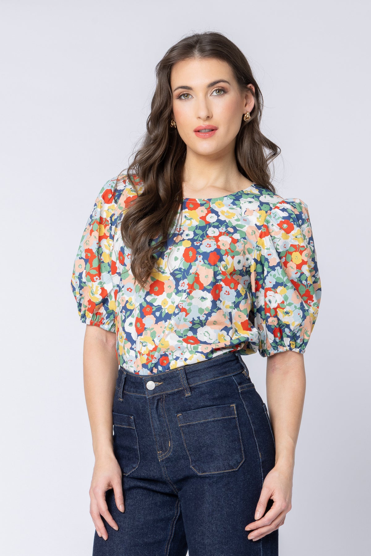 Relaxed Carefree Top - Red Poppy Field