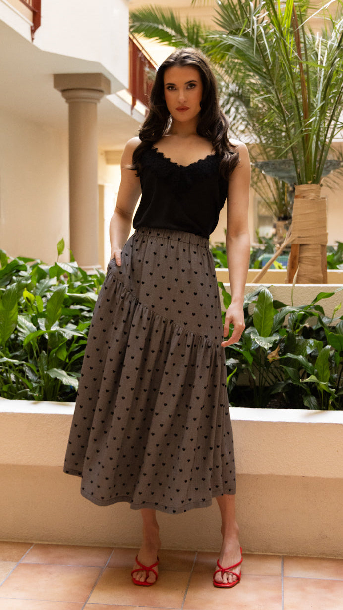 DEVINE MAXI SKIRT | Black Heart