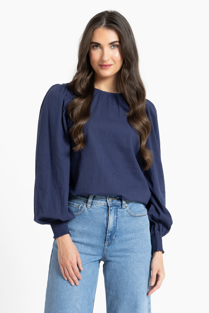 Honeycomb Blouse - Ink Stripe