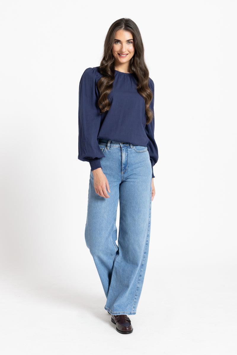 Honeycomb Blouse - Ink Stripe