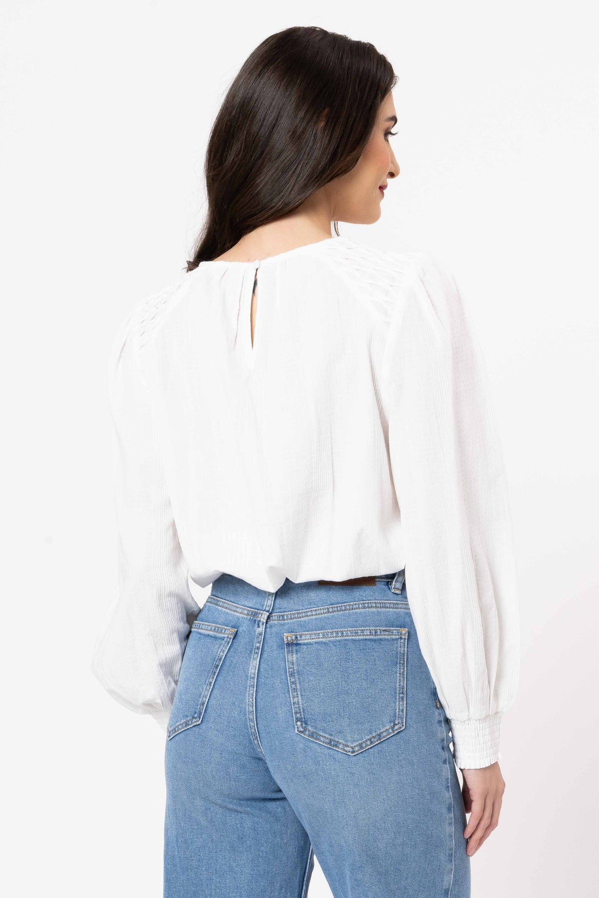 Honeycomb Blouse - White Textured