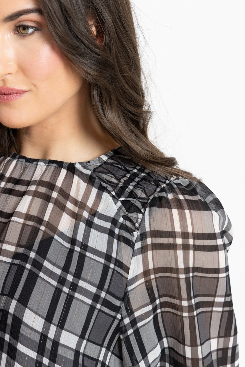 Honeycomb Blouse | Black Lurex Check