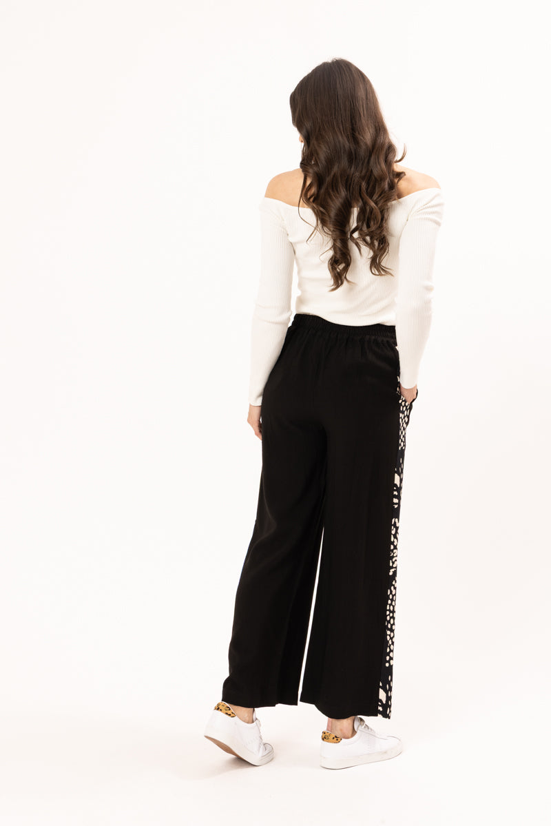 Bold Pant - Black with Leopard Stripe