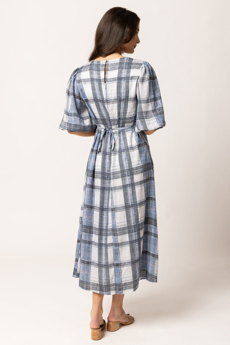 SANTORINI DRESS |  Indigo Check