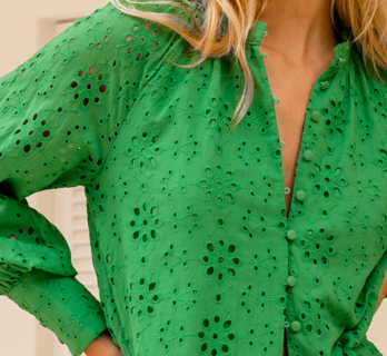 Brodiere Lace Blouse - Green