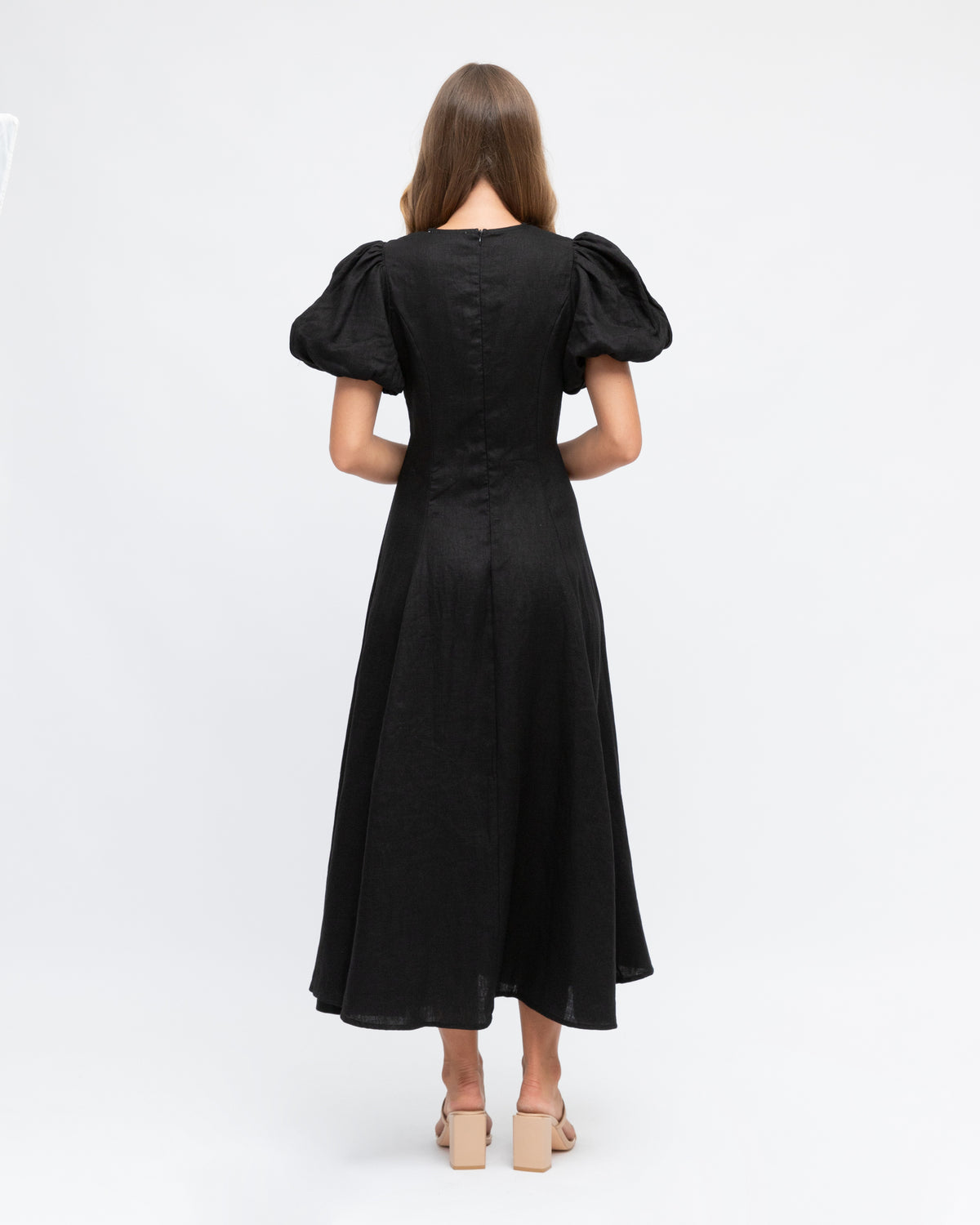 Twist Linen Dress - Black