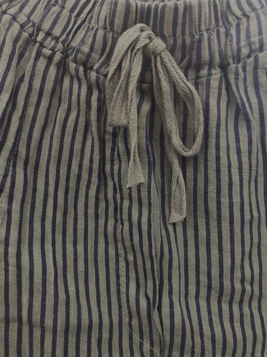 Ella Stripe Linen Trousers | Khaki