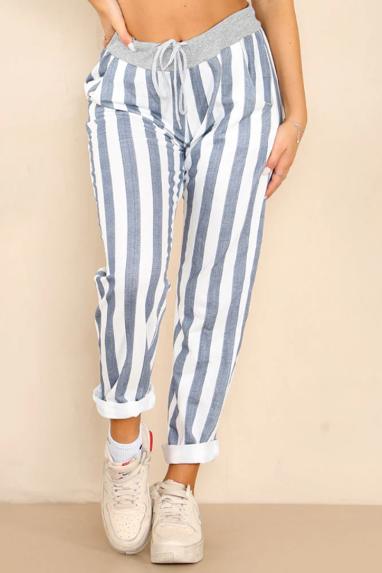 Denver Trousers | Wide Stripe Blue
