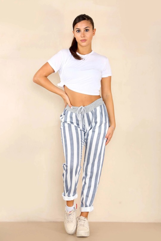 Denver Trousers | Wide Stripe Blue