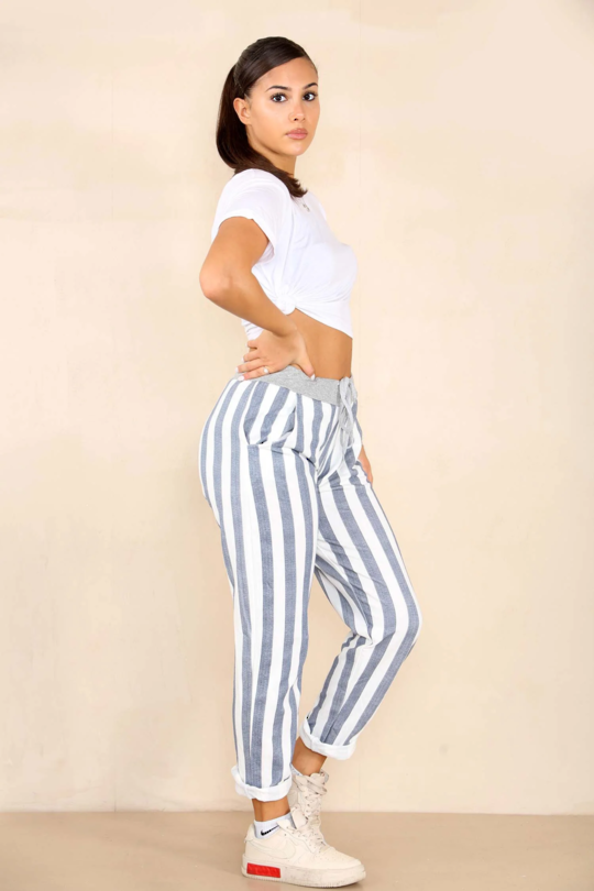 Denver Trousers | Wide Stripe Blue