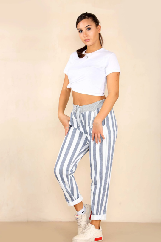 Denver Trousers | Wide Stripe Blue
