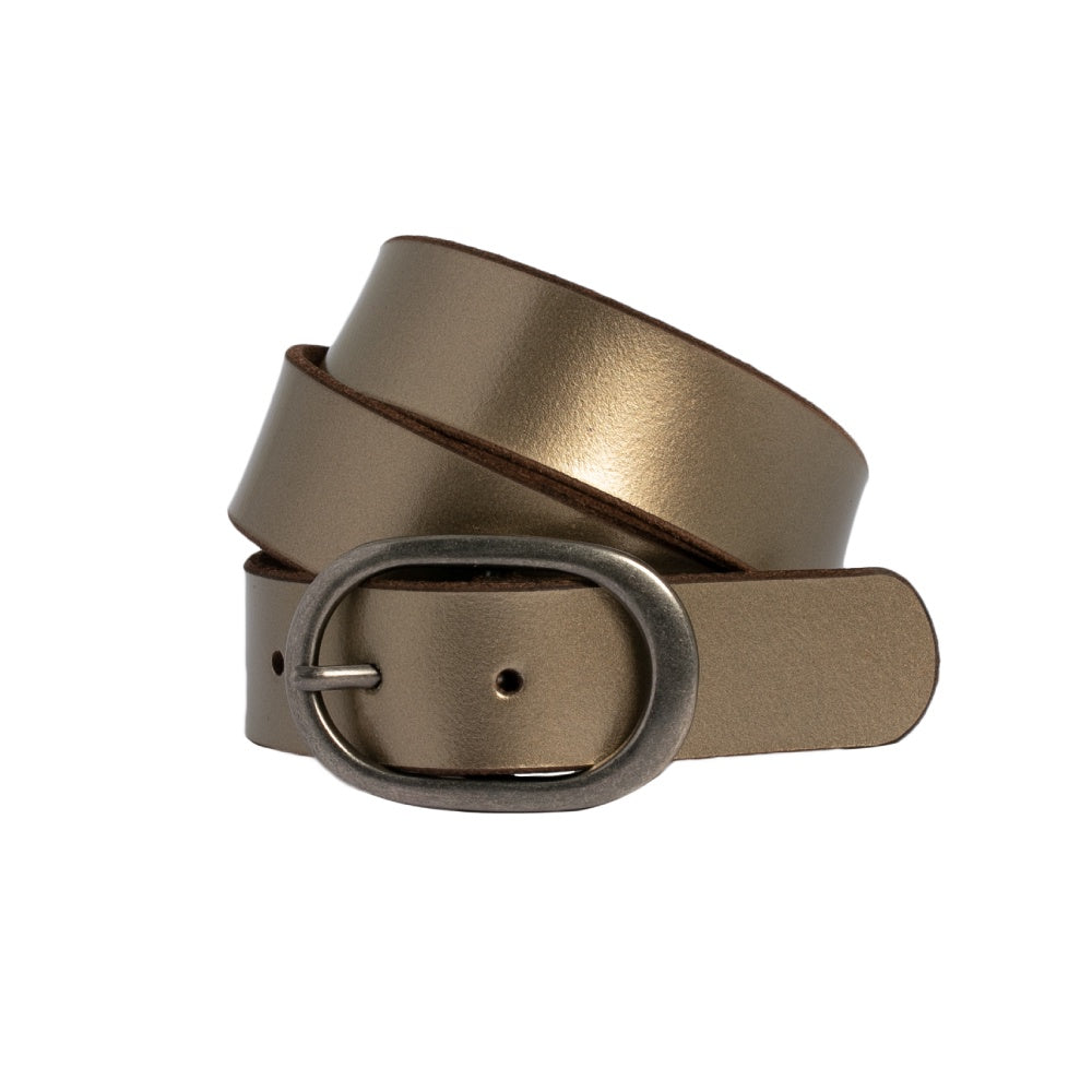 Tahlia Leather Belt - Metalic Bronze