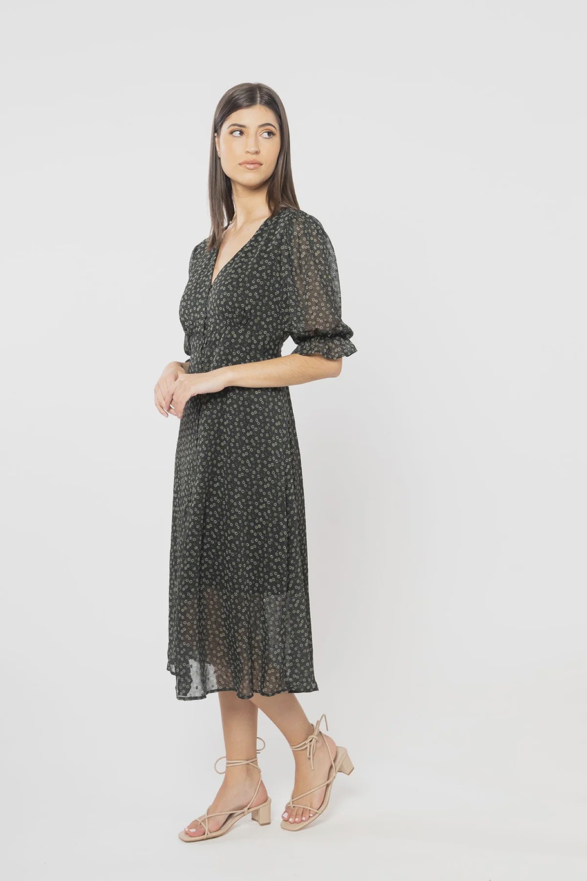 Sincere Midi Dress - Chiffon Daisy