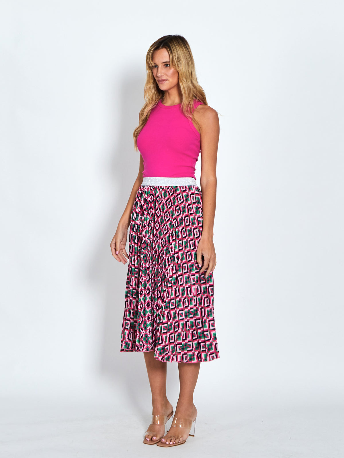 Celine Sunray Skirt - Pink Retro Print