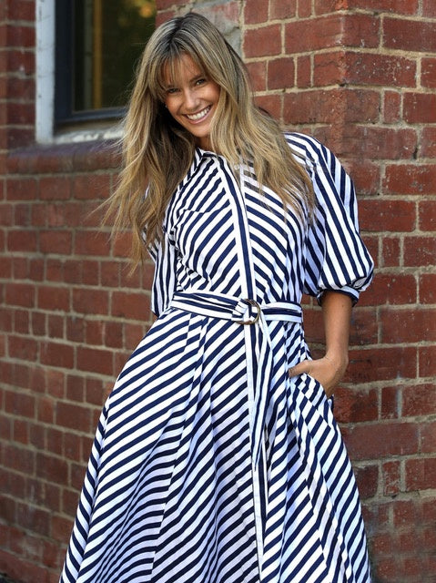 Bianca Dress -  Blue Stripe