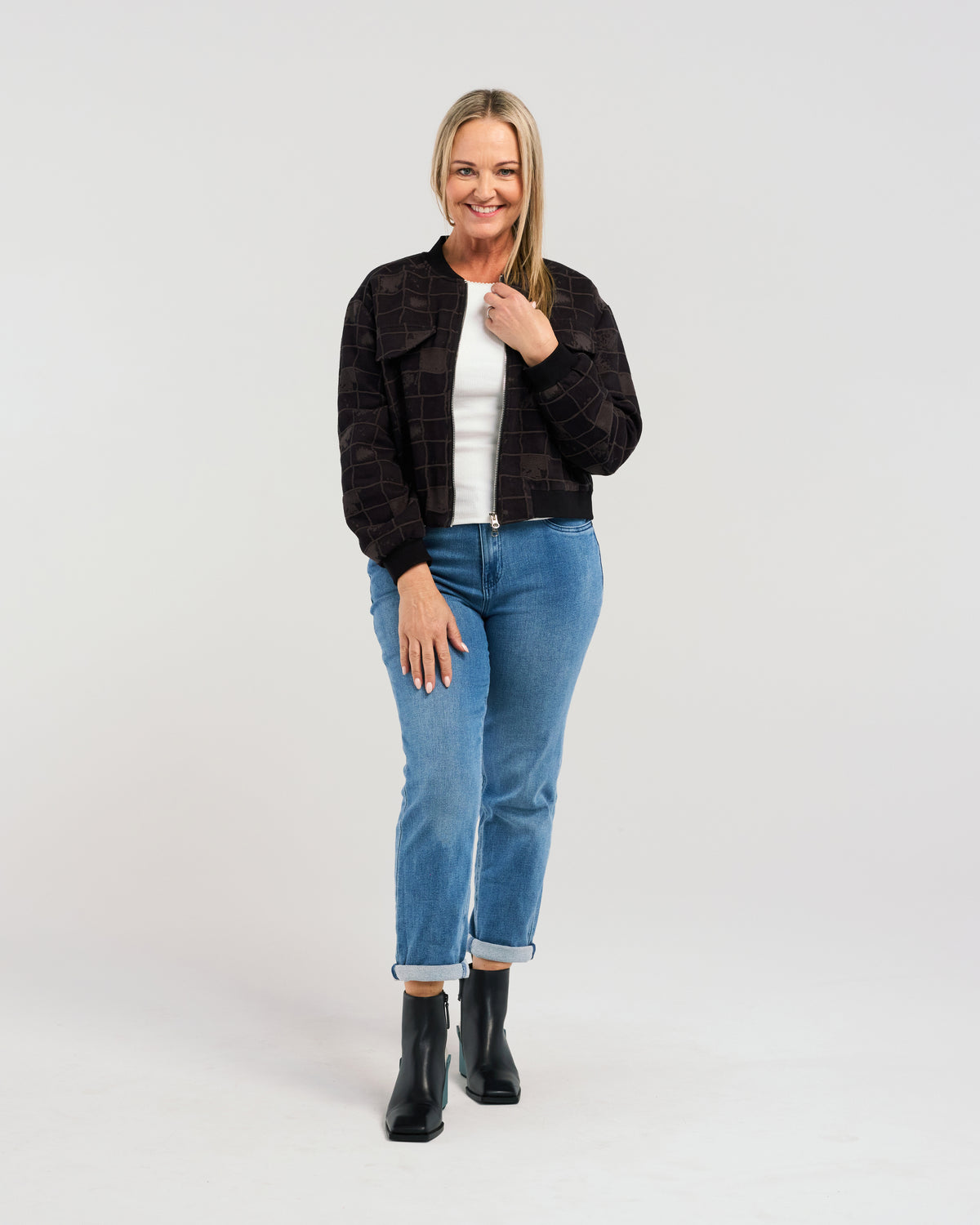 Mila Jacket - Black Geometric