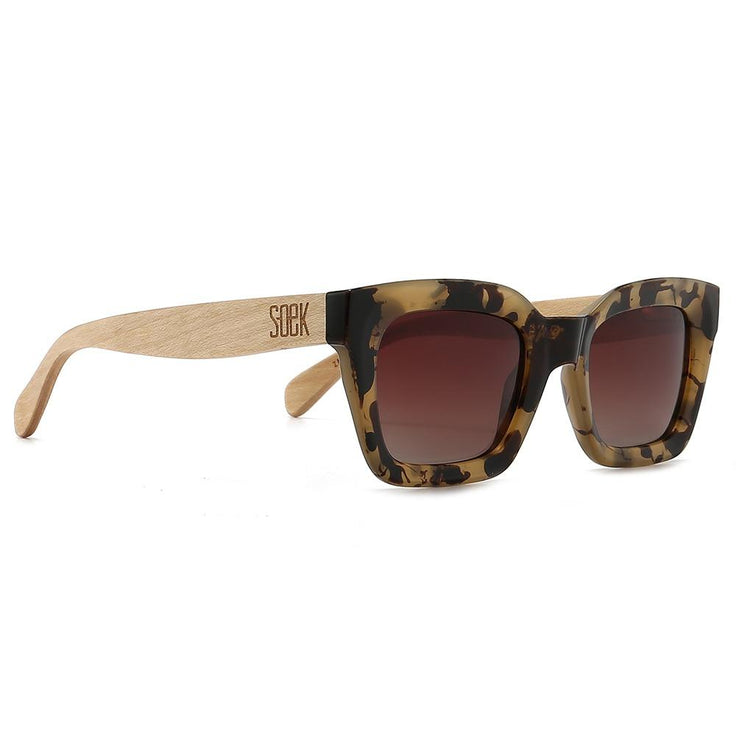 ZAHRA | Opal Tort l Brown Polarised Lens l Walnut Arm