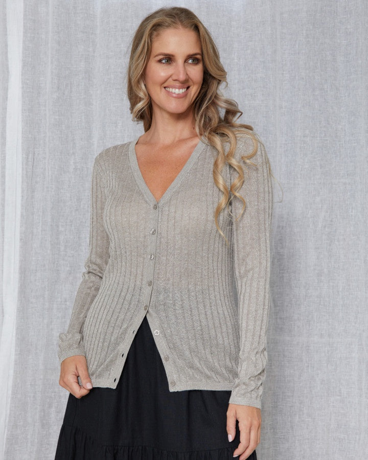 Beverly Cardi - Mushroom Lurex